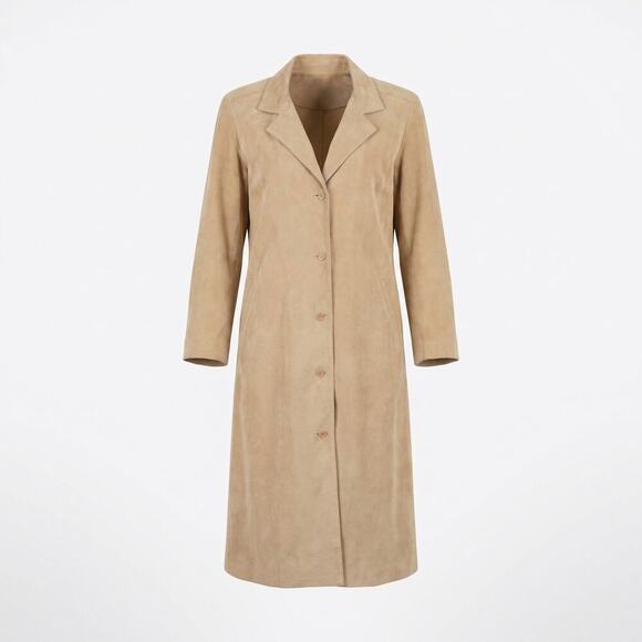 Samuel Robert Jackets & Blazers - Samuel Robert Vintage Trench Coat Tan Faux Suede Minimalist Dark Academia